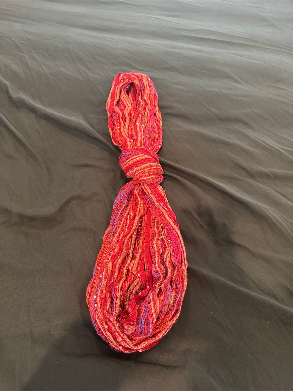 Red Multi-Striped Women's Fashion Scarf - Unbranded